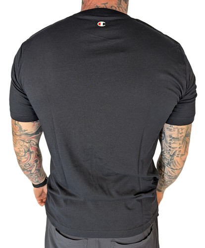 Champion T-shirt blau schwarz braun Tape Band weiß small Logo Basic Herren - Bild 6 von 13