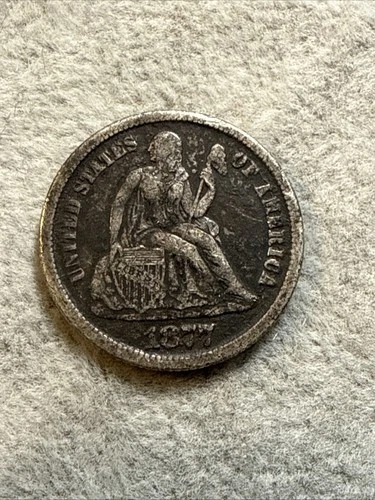 1877 CC Seated Liberty Dime 10c EF Extra Fine Details Cleaned Nice Coin See 7641