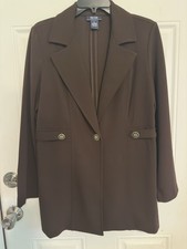 VTG. New York Clothing Co. Womens Ladies Brown Single Button Blazer Jacket Sz PL