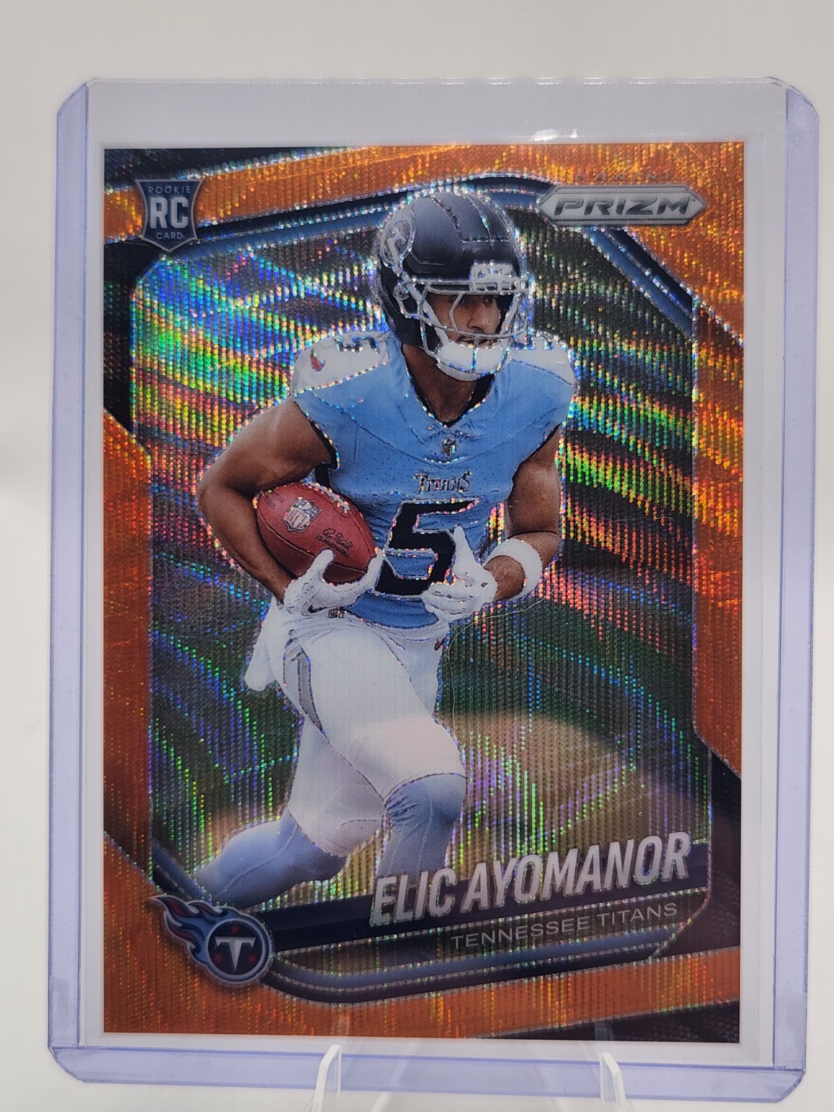2025 Panini Prizm Elic Ayomanor Orange Wave RC Rookie /65 #321 Titans