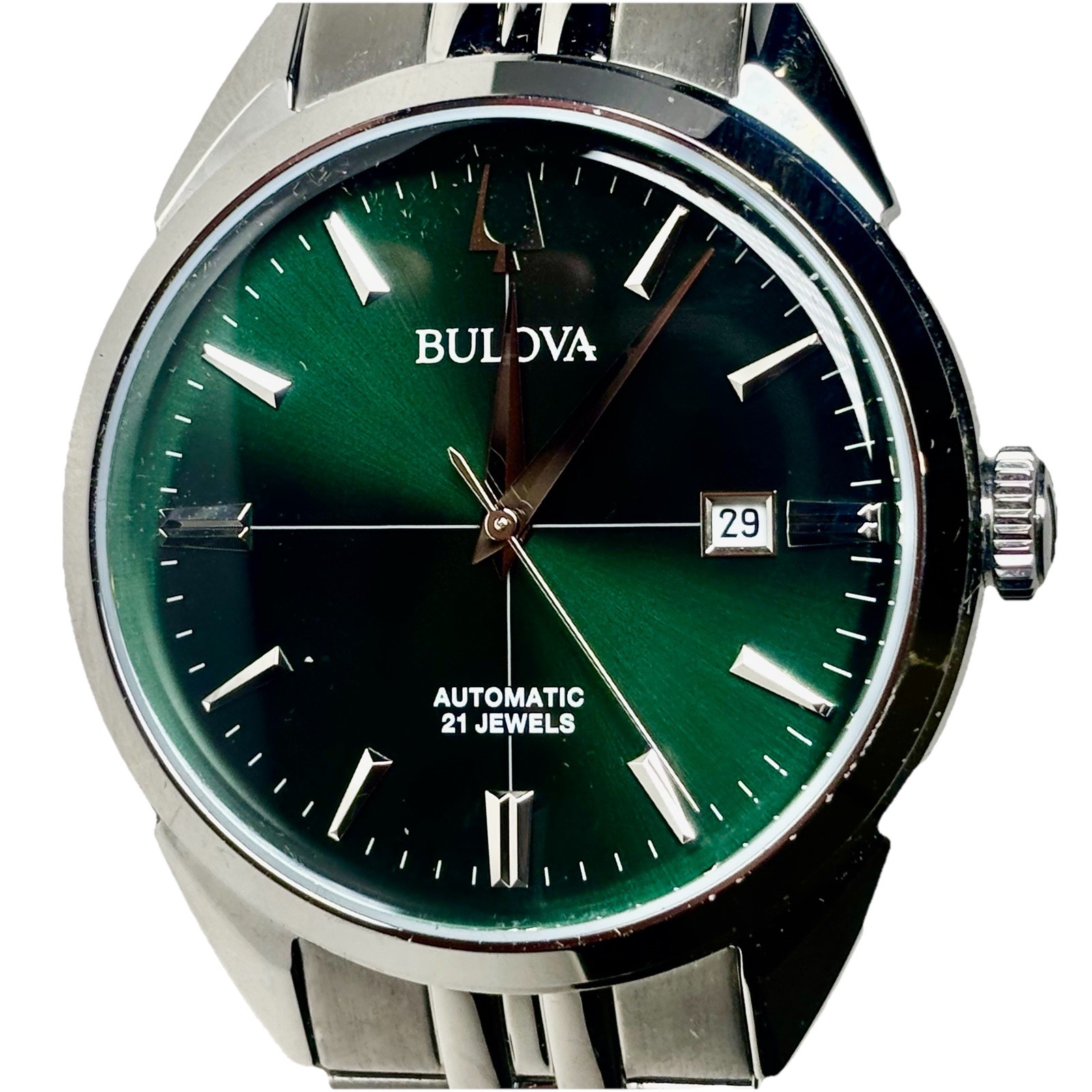 Bulova Sutton Automatic Emerald Green Sunburst St… - image 1