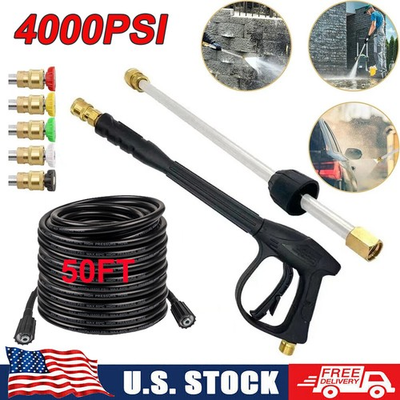 #ad 4000PSI High Pressure Car Power Washer Gun Spray Wand Lance Nozzle and Hose Kit $33.98
