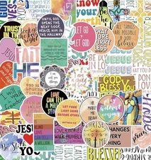 Christian Stickers 100PCS Jesus Bible Verse Faith Christian Love Kind Stickers