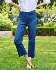 Frank  Eileen Wide Leg Cropped Jeans Blue Denim Wash Casual Stretch Size 6