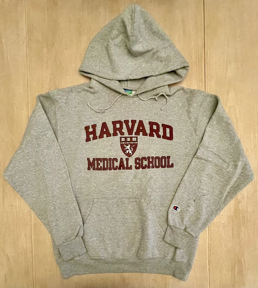 Champion Harvard Medical School Hoodie Gray Fleece Sweatshirt Medium Collegiate - Image 2 of 4