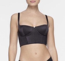 NWT SKIMS Onyx Stretch Satin Corset Bustier Unpadded Underwire Sz XS
