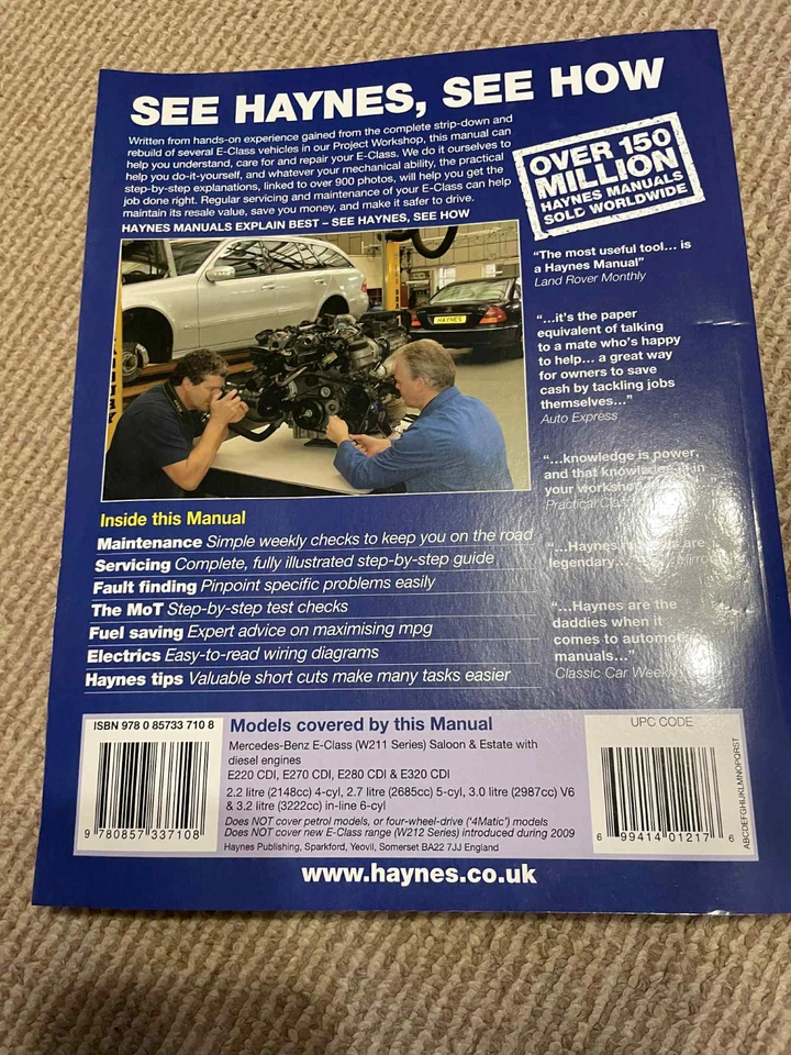 Mercedes-Benz E-Class Diesel E220 E270 E280 E320 W211 Haynes Manual 2002 – 2010 - Image 2 of 2
