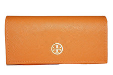TORY BURCH Orange Crossgrain Faux-Leather Eyeglass Case 3 x 6.5