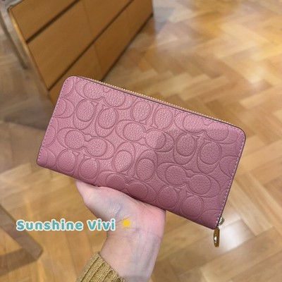 NWT Coach CCL35 Long Zip Around Wallet Debossed Signature Pebbled