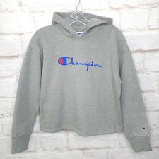 Champion Girls' Gray Reverse Weave Boxy Hoodie - Size Large 14 - NWT