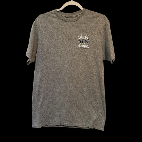 Simply Southern Women's Gray "Wife Mom Boss" T-Shirt Size M Casual