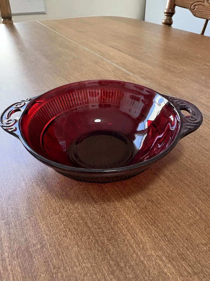 Vintage Depression Glass Ruby Red Coronation 8” Bowl & 8 Berry/dessert Bowls - Image 2 of 4