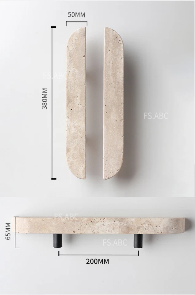 2 piezas manijas de puerta de piedra de travertino natural decorativas vintage Foto 3 de 4