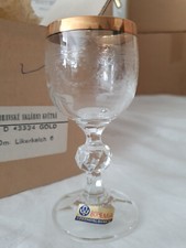 Bohemia Liker Goblet Liqueur Goblet Crystal Glass Set of 6 Gold Rim 50ml