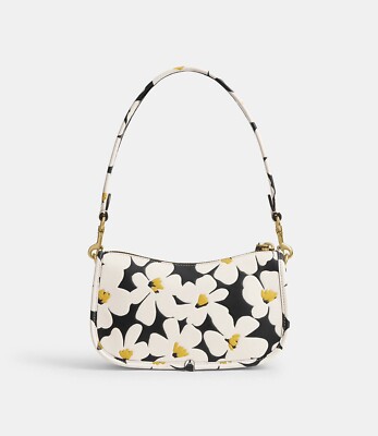 COACH CR509 Swinger Bag 20 Floral Print Glovetanned Leather Chalk