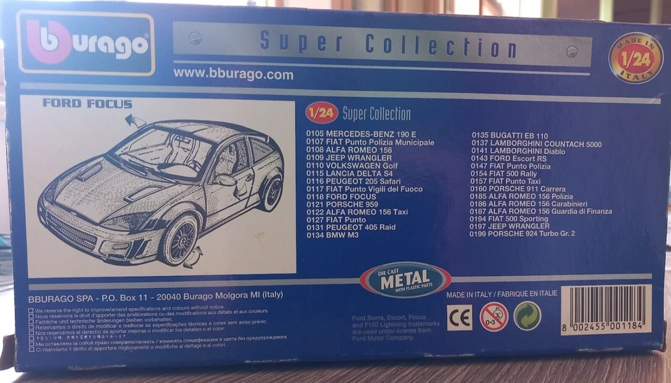 Bburago Ford Focus, automodello scala 1:24 -cod. 0118 , vintage (1684) - Immagine 4 di 4