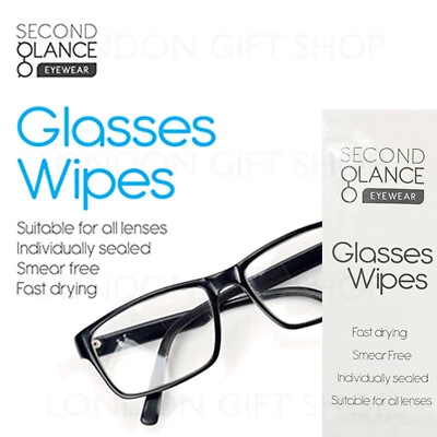 SECOND GLANCE New Optical GLASSES LENS CLEANER Cloth Wipes Spectacle Glasses Wipes UK