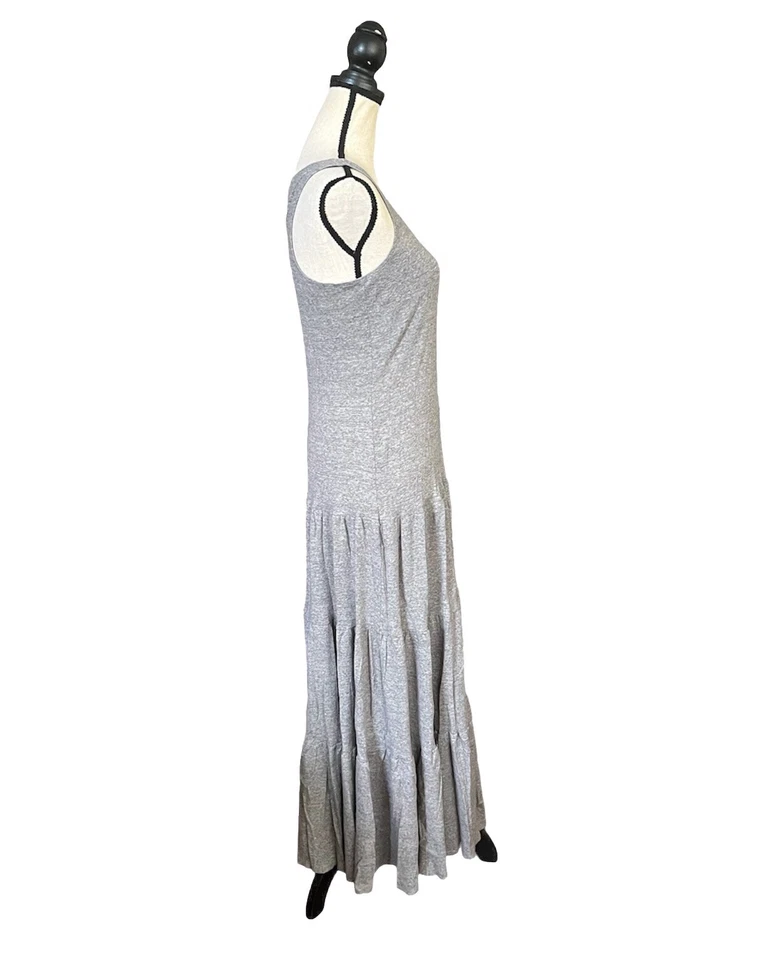 CAbi Resort Tiered Maxi Dress Small Heather Gray Cotton Knit Tank Sleeveless - Image 4 of 4