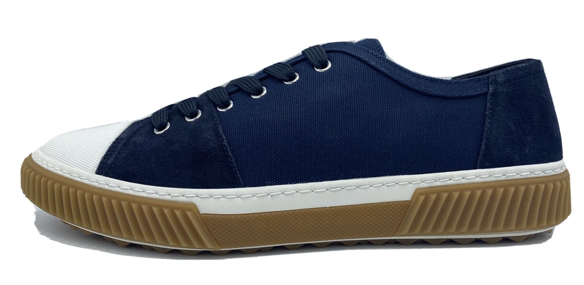 PRADA VINTAGE Leather Sneakers l  Navy Cream Blue Driver\'s license  l  s  8 1/2 PRADA DOWNTOWN SNEAKERS SHOES 2EE364 WHITE/BLUE LEATHER NEW  main image 3