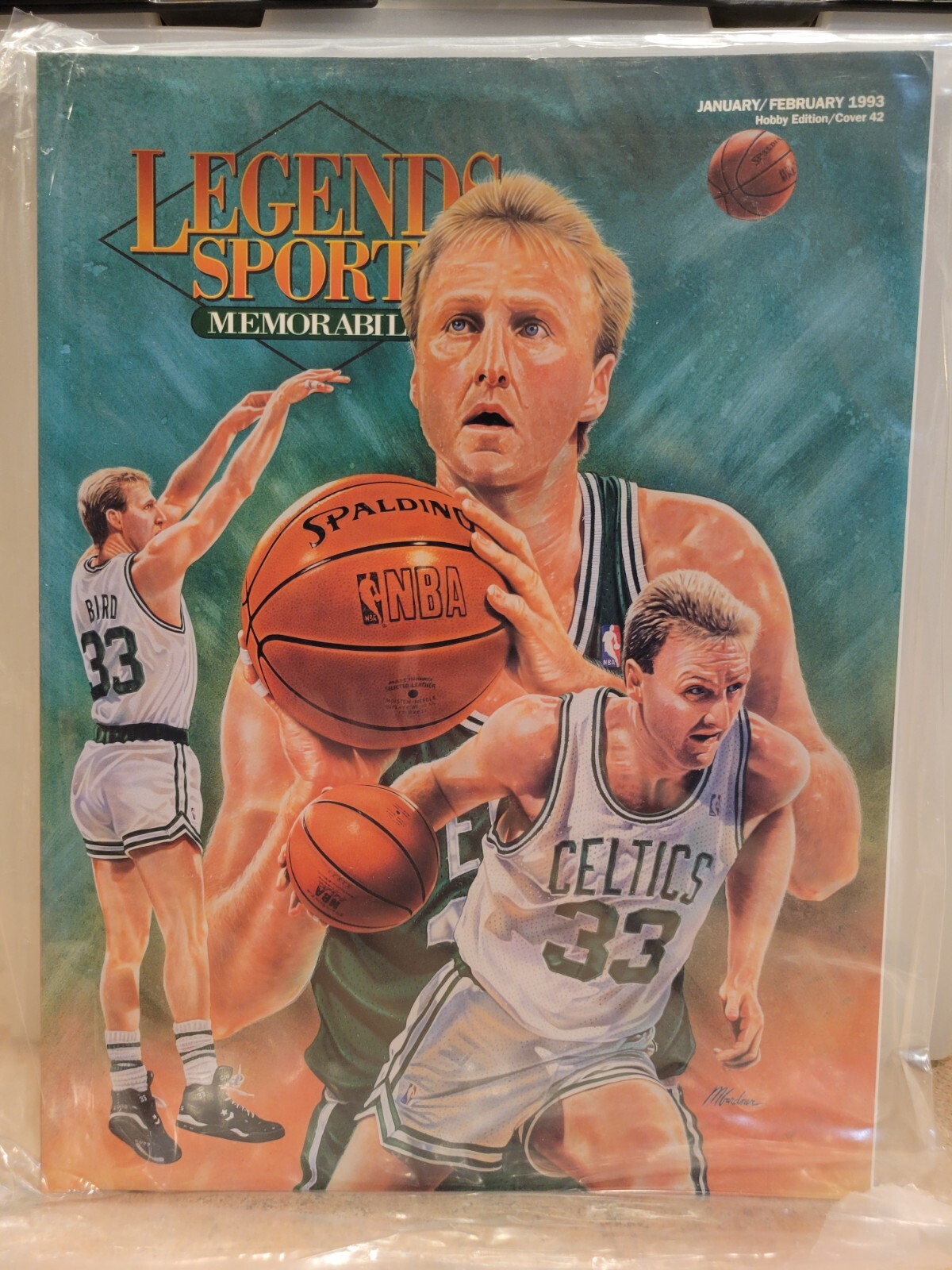 Legends Sports Memorabilia Magazine w/ cards Larry Bird Jan / Feb