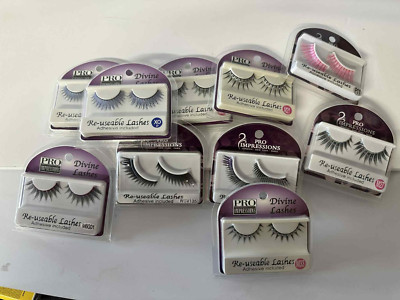 Streifen Wimpern Konvolut 10 Stück (Party Glitzer Strass farbige Kostüm Wimpern)