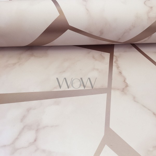 Fraktale Geometrische Marmor Tapete RoséGold / Pink Fine Decor FD42264 Metallic-image
