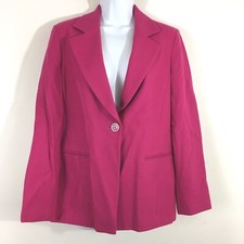 Harve Bernard Womens Blazer sz 8 Pink Pleated One Button Notch Collar VINTAGE
