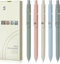 5pcs Gel Pens 0.5mm Quick Dry Black Ink Pens Fine Point Smooth Writing Pen