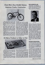 1964 Vintage Toy Article - Chain Bikes New Ross Models Kids Bicycle Children