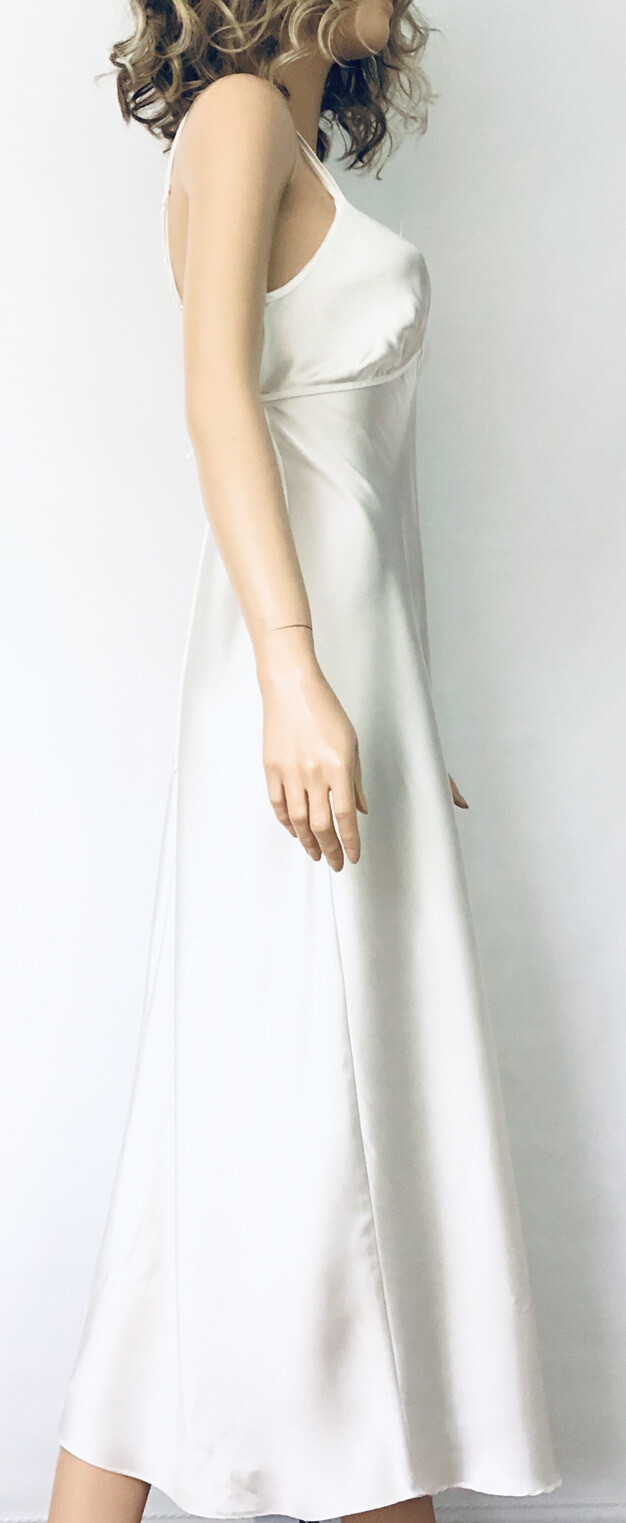 White satin slip dress L lingerie bridal maxi dress g… Gem