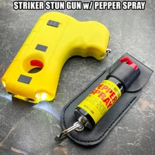 Striker 10 MV Rechargeable Pistol Grip STUN GUN w/ LED Light + Pepper Spray NEW