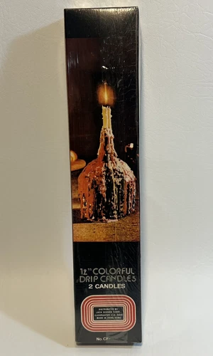VTG Rainbow Drip 2 Taper Candles 12" New Cool Old Colorful Rare Prelude Candles - product listing photo