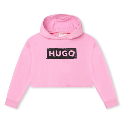HUGO BOSS KIDS SWEATER PINK HUGO BOSS HOODIE LOGO G15118 47F