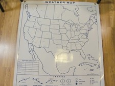Hubbard Scientific Markable CLIMAGRAPH WEATHER MAP WALL CHART 2-Sided USA WORLD