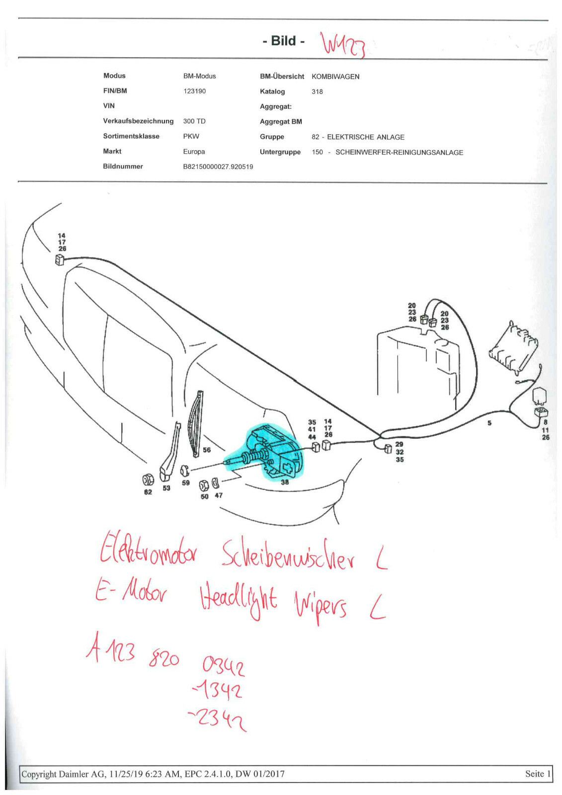 NEU NOS Mercedes W123 C123 S123 Scheinwerferreinigung Motor Wiper 