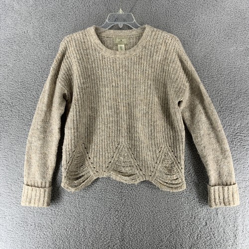 Cable Knit Pullover Sweater Beige 