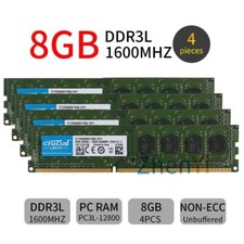 Crucial 32GB 4x 8GB DDR3L 1600MHz PC3L-12800U 1.35V 240Pin UDIMM Desktop Memory