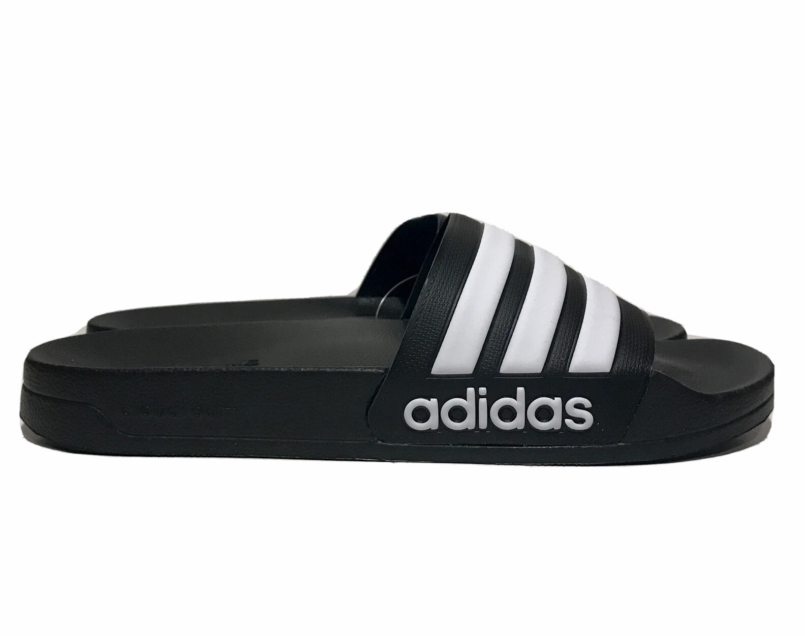 Slip on Adidas da uomo Adilette Cloudfoam taglia 10 scivoli doccia bianchi neri