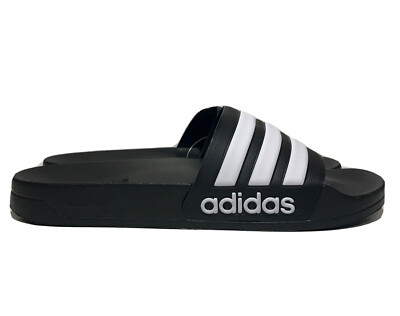 Adidas Mens Adilette Cloudfoam Slip On Mens Size 10 Black White Shower Slides