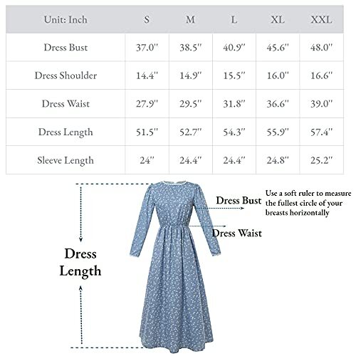 NSPSTT Prairie Dress Women Pioneer Dress Colonial XLarge Navy Blue