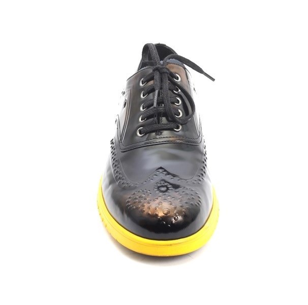 ROBERTO SERPENTINI 23909 Black / Navy / Yellow Leather Lace  display picture 1