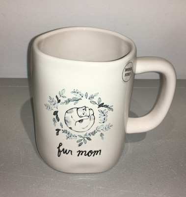 RAE DUNN ''FUR MOM'' COFFEE MUG ETCHED PAW (NEW)