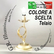 LUMETTO COMODINO IN FERRO BATTUTO 1 L. LAMPADA COMODINO AVORIO O BRUNITO Tanita