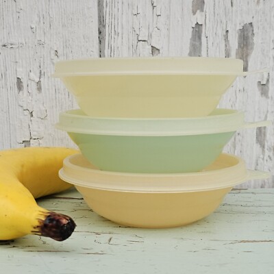 Vintage Tupperware Pastel Sheer Great Britain 6oz Refrigerator Bowls  Set of 3