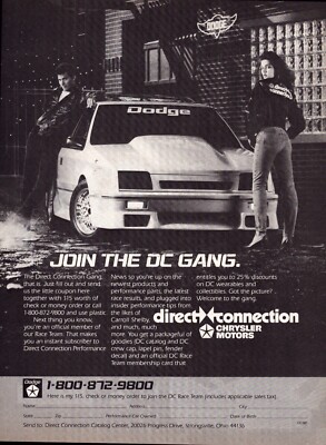 Vintage 1987 Chrysler Motors Direct Connection Print Ad Join the DC Gang