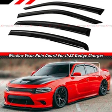 FOR 2011-2023 DODGE CHARGER PREMIUM AERO BLACK WINDOW VISOR RAIN GUARD DEFLECTOR