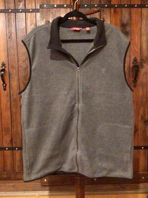 Izod Men's Golf Vest Adult XL Gray Outdoors Fleece Full Zip