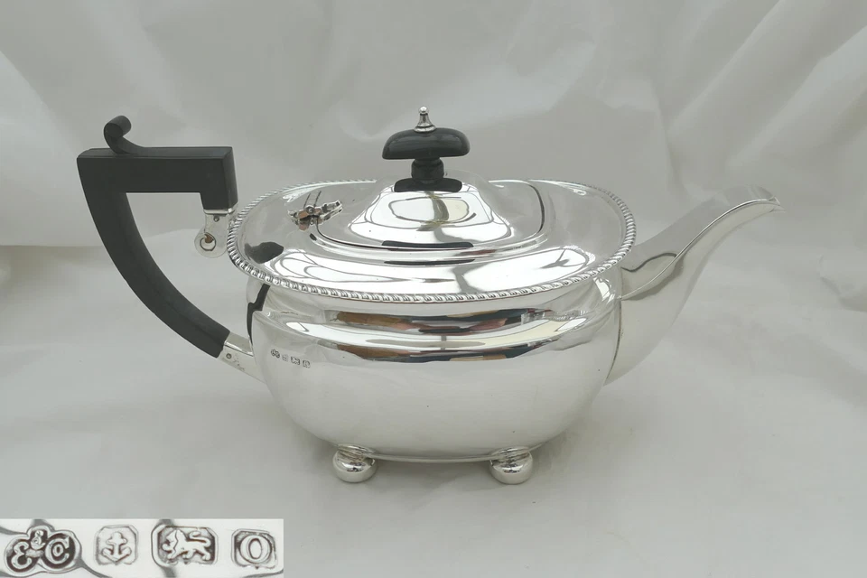 RARE GEORGE V HM STERLING SILVER 3 piece TEA SET 1913 - Image 3 of 4