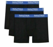 Nautica Men Competition Boxer Briefs 3 Pack, Black/BLUE, L, 36-38