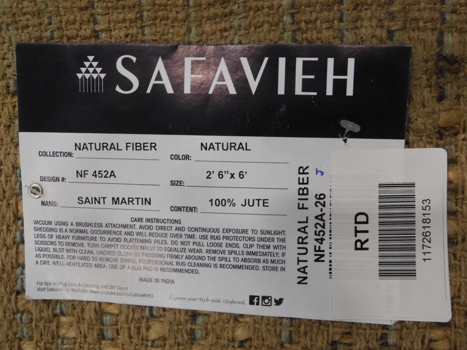 NATURAL 2'-6" X 6' Pulled Threads Rug, Reduced Price 1172618153 NF452A-26 - Image 4 of 4